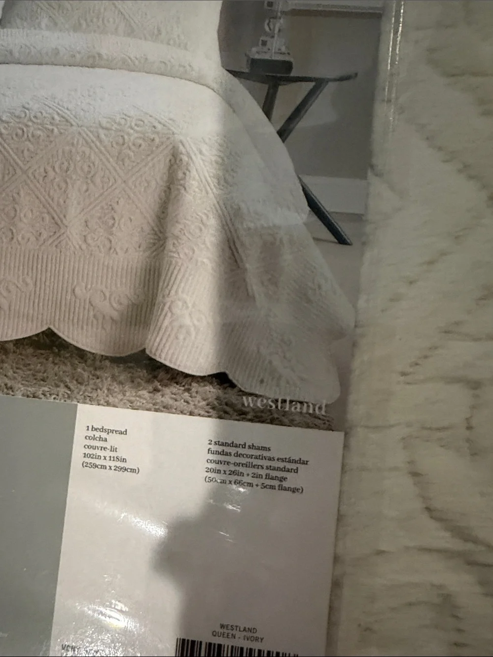 VCNY Westland 3pc Ivory Queen Bedspread Set - NEW IN PACKAGING